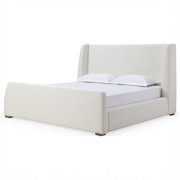 Boucle wingback platform bed