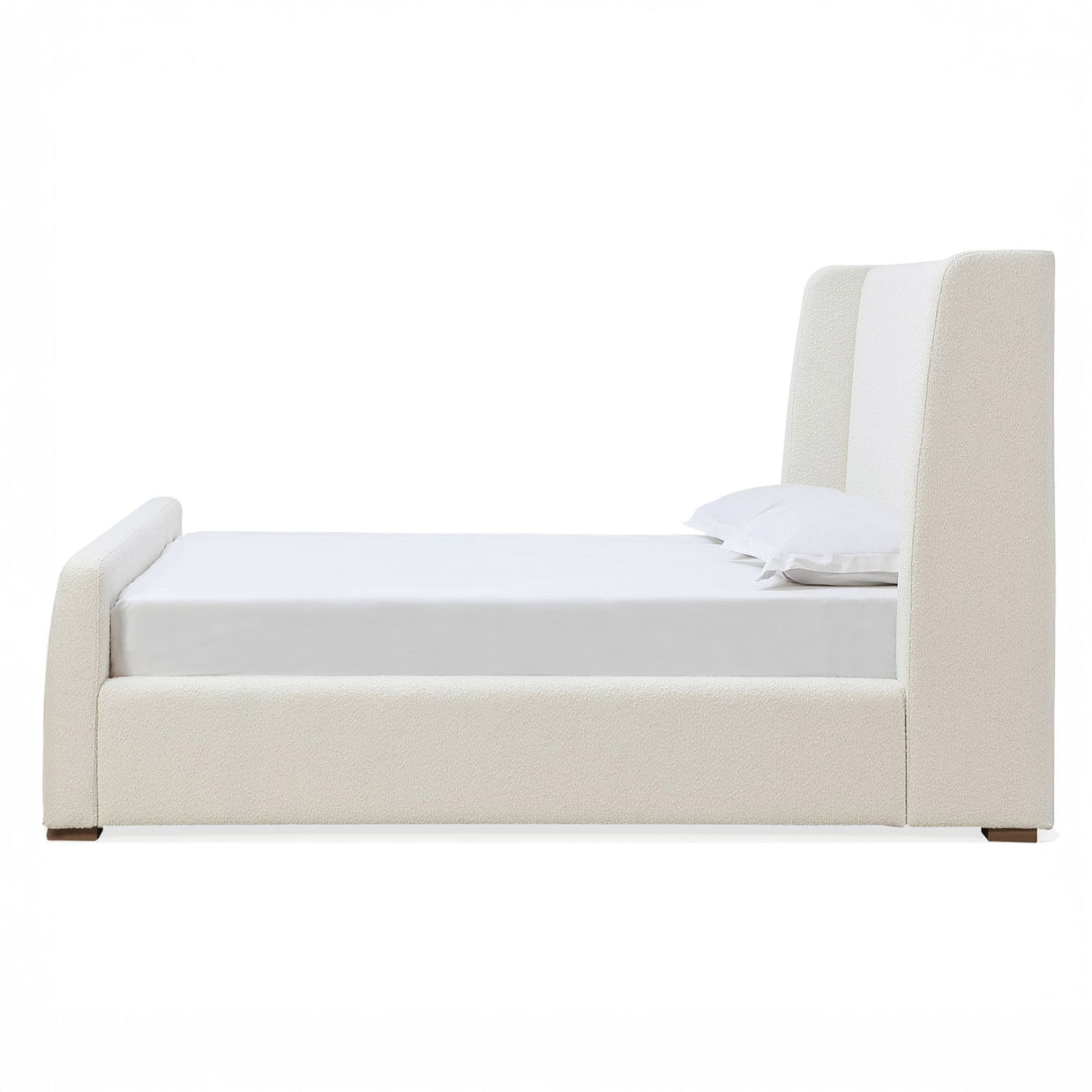 Boucle wingback platform bed