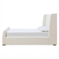 Boucle wingback platform bed