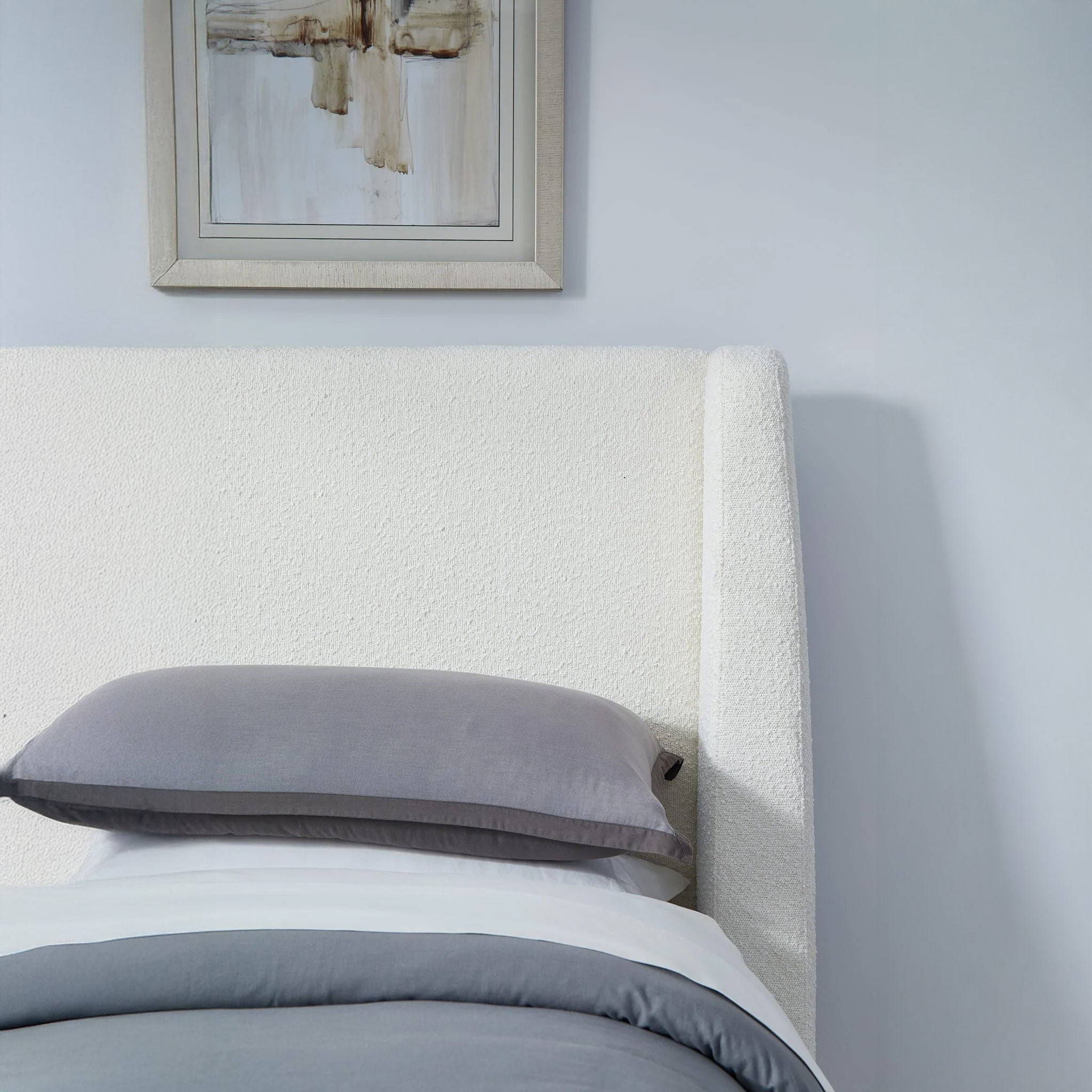 Boucle wingback platform bed
