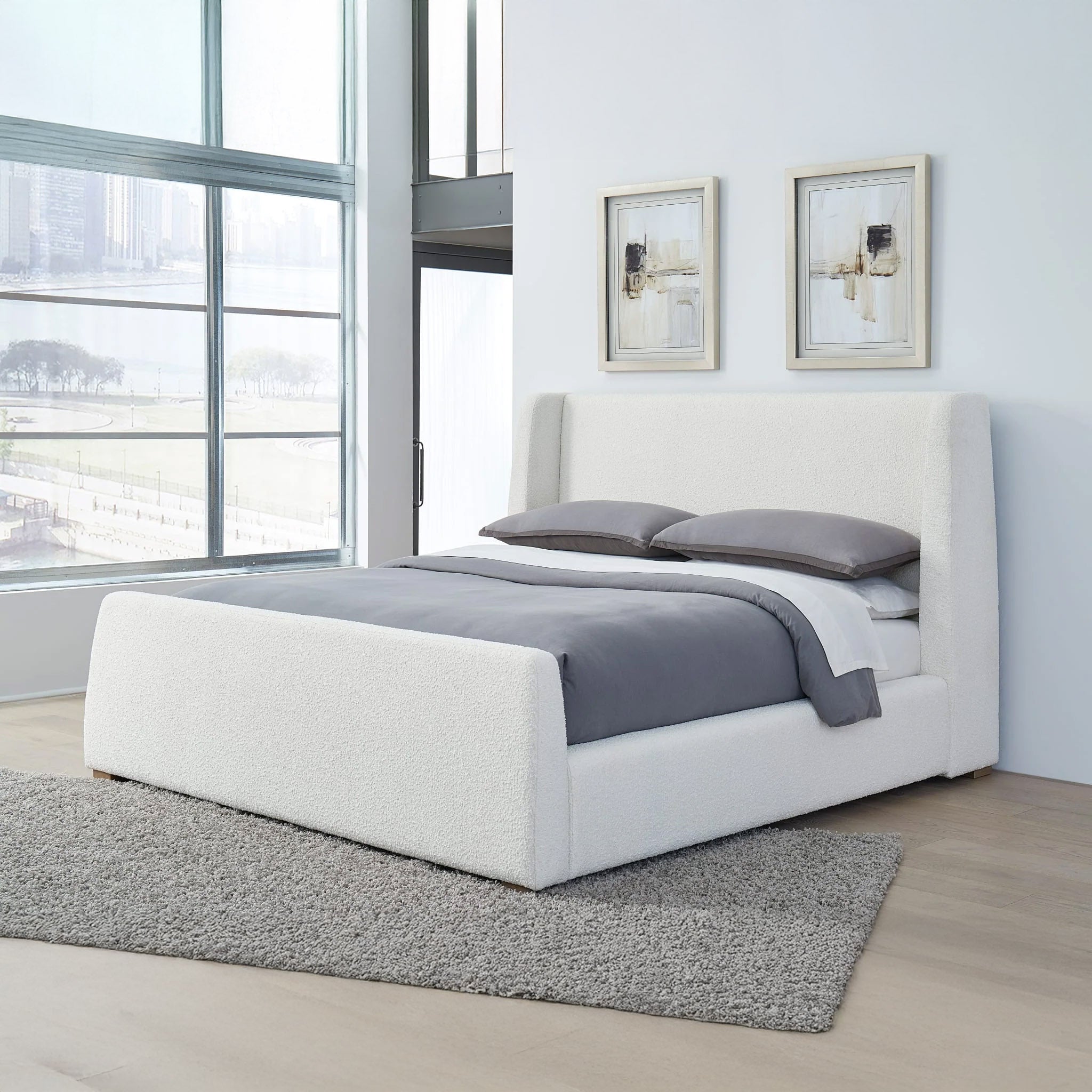 Boucle wingback platform bed – Caravana Furniture Shop