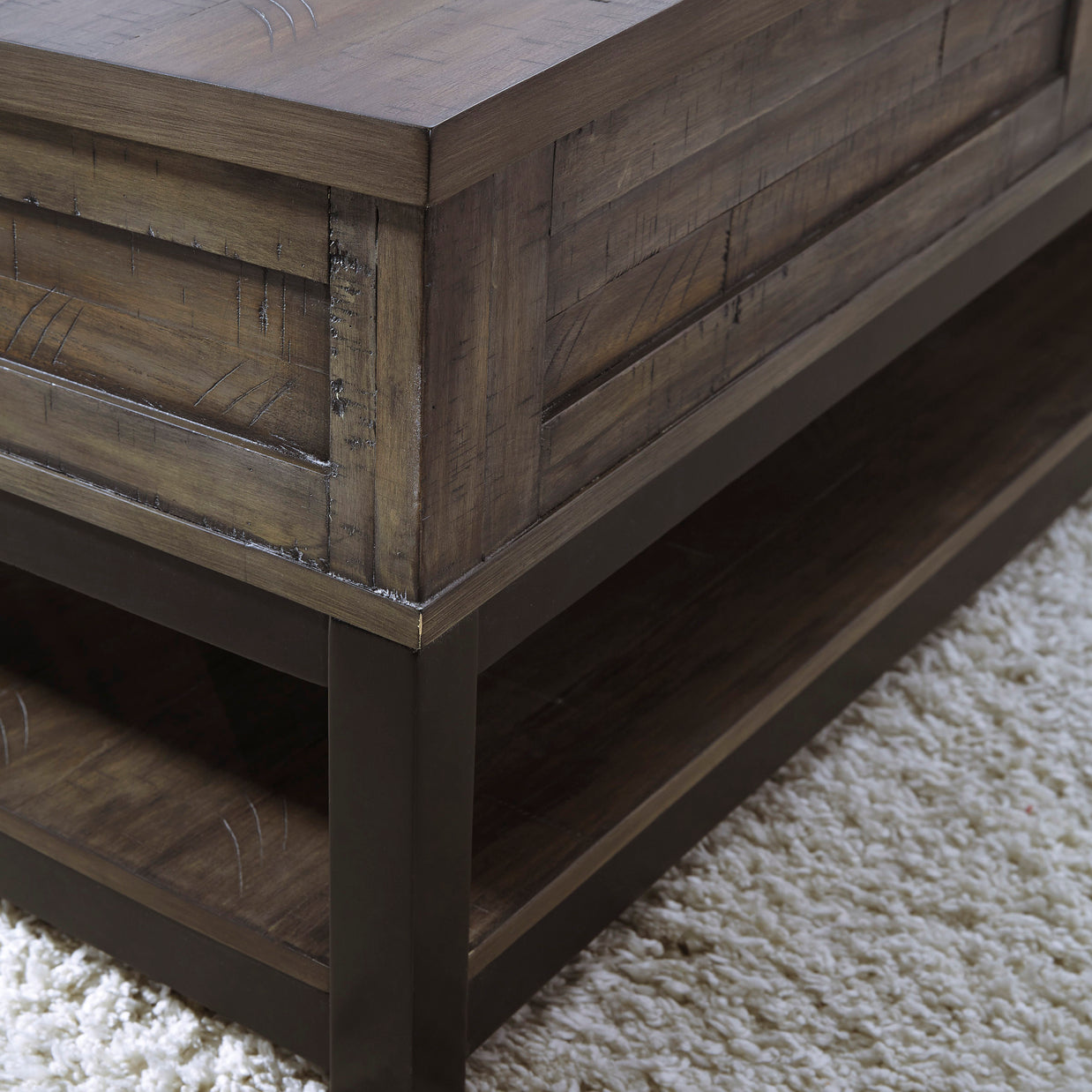 Distressed Two-Tone Lift-Top Coffee Table
