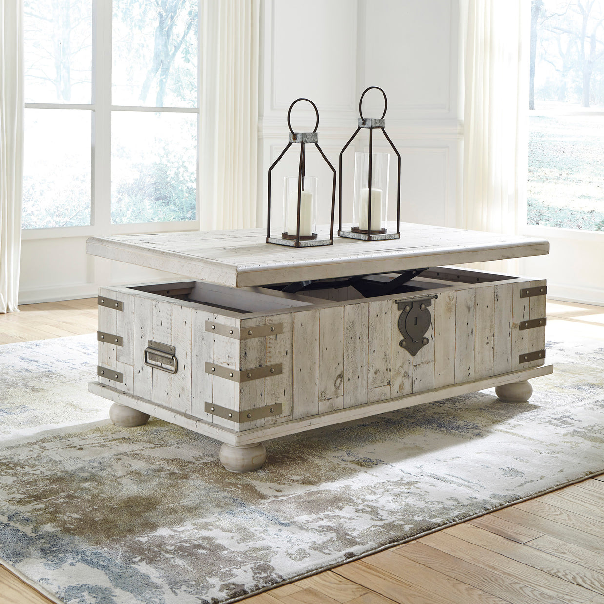 Reclaimed Whitewash Lift-top Coffee Table