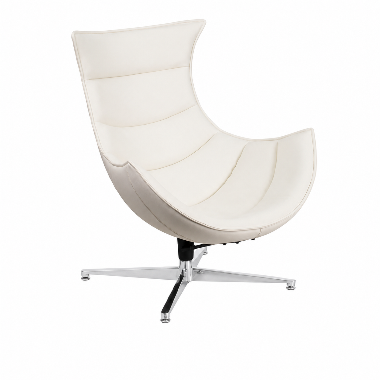 White Leatherette Cocoon Chair