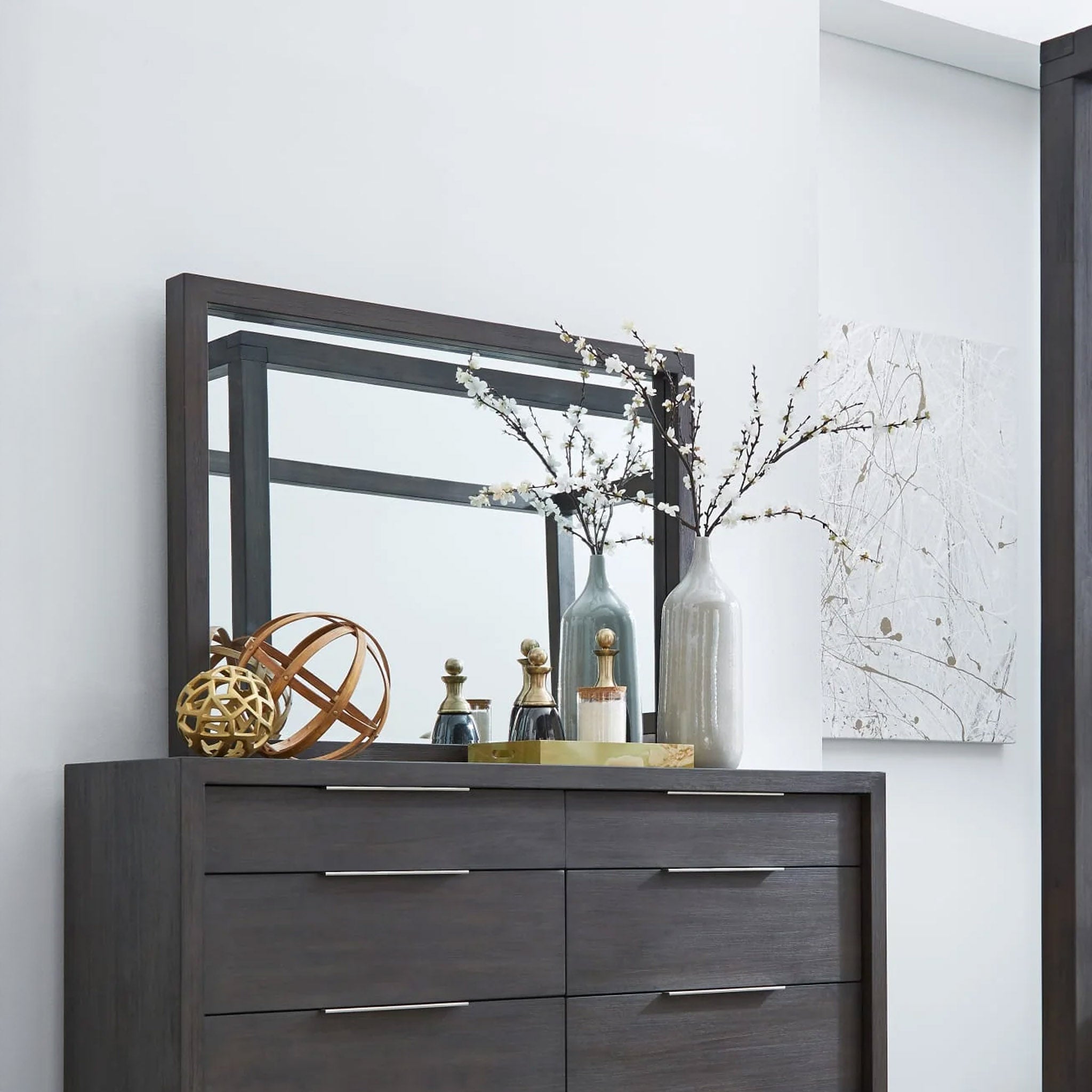 Basalt Gray Finish Dresser Mirror