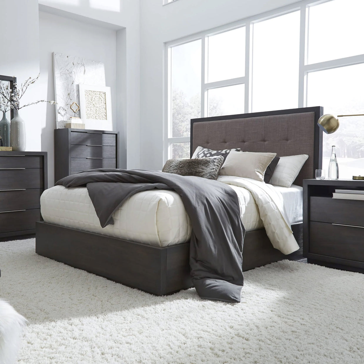 Basalt Gray Tufted Bedframe w/ Storage Option