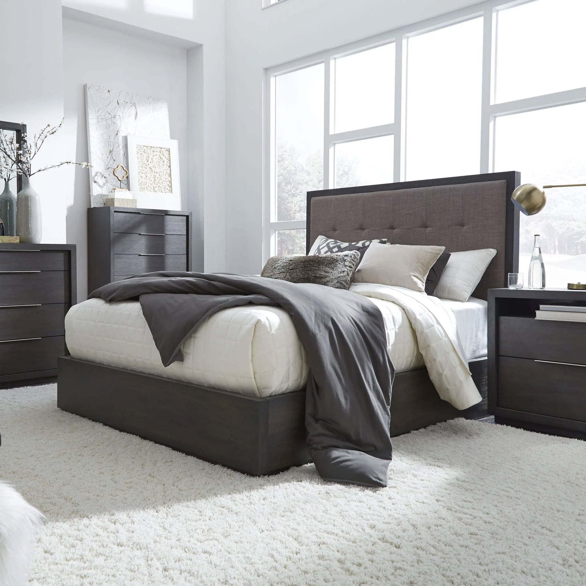 Basalt Gray Tufted Bedframe w/ Storage Option