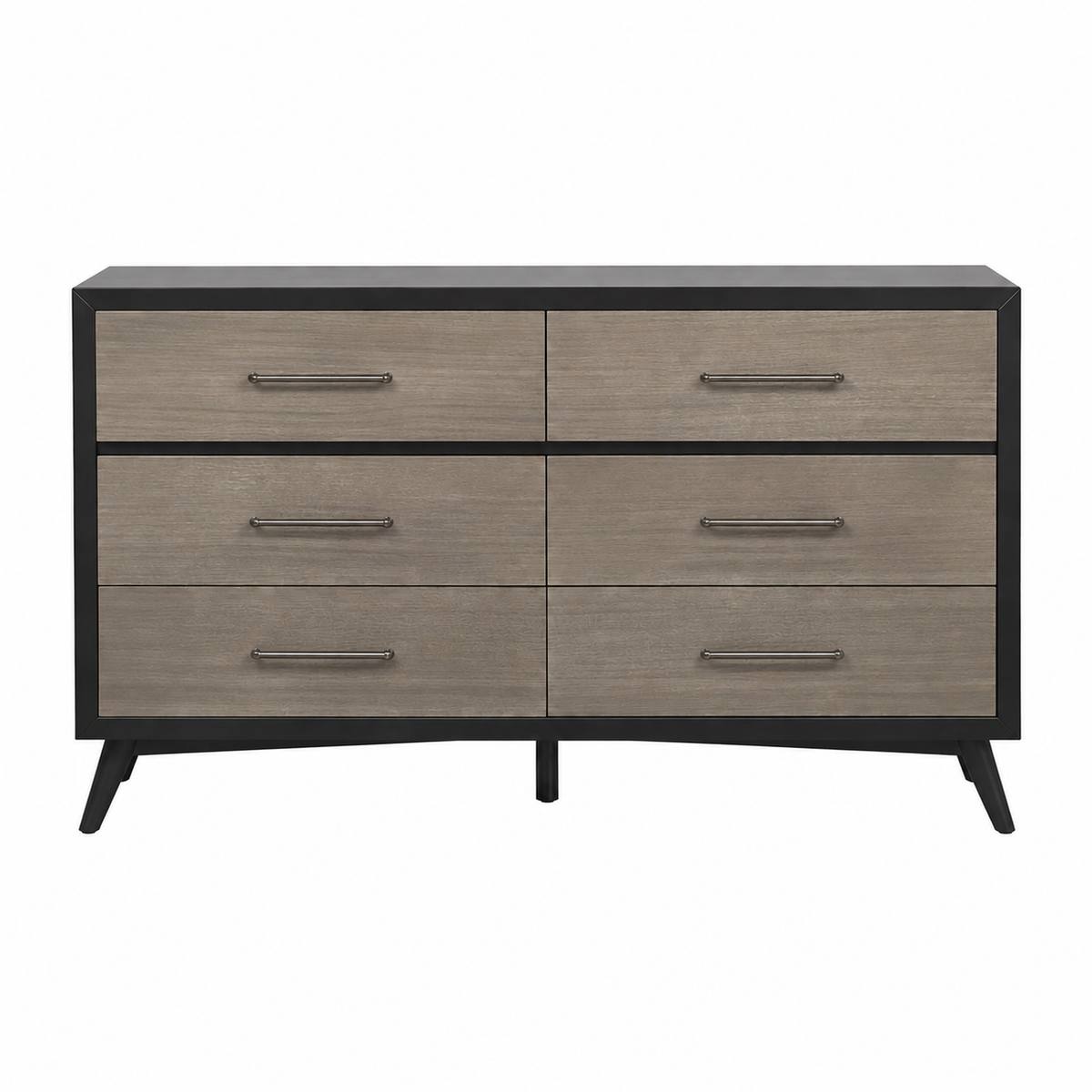 Two-Tone 6 Drawer Dresser with Metal Bar Pulls