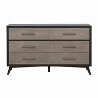 Two-Tone 6 Drawer Dresser with Metal Bar Pulls