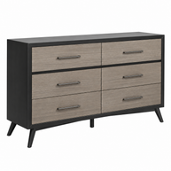 Two-Tone 6 Drawer Dresser with Metal Bar Pulls