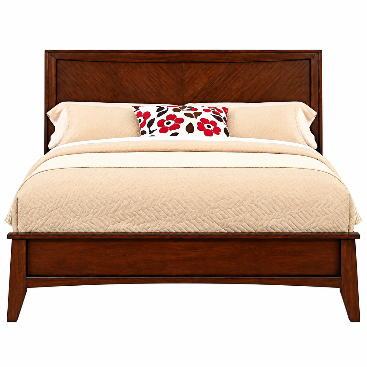 California King Wood Panel Bed - Brown Cherry