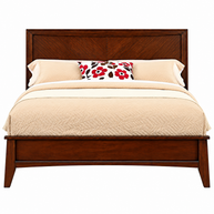 California King Wood Panel Bed - Brown Cherry