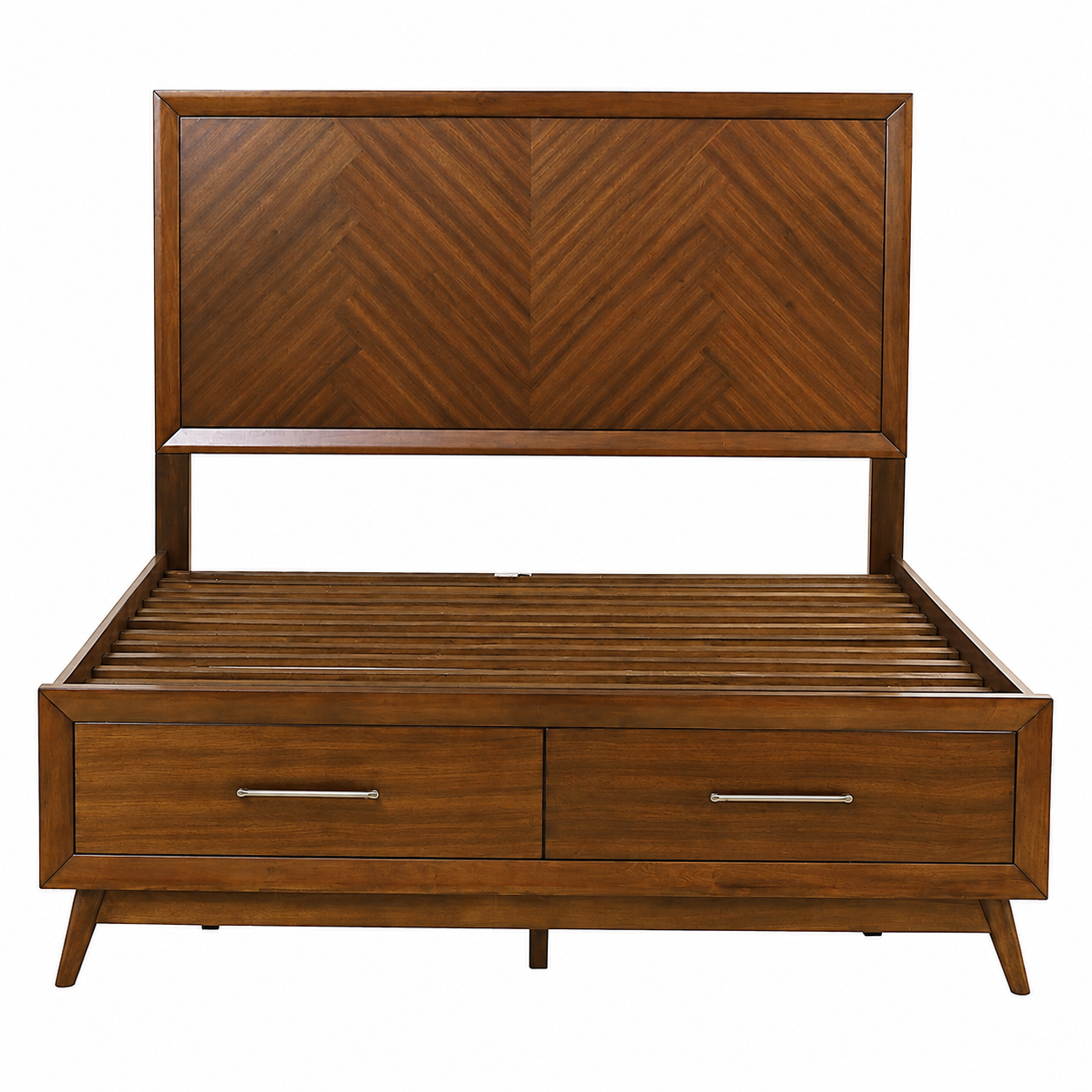 Wood Storage Bed with Chevron Headboard