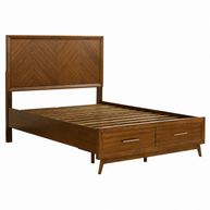 Wood Storage Bed with Chevron Headboard