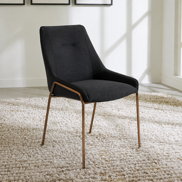 Charcoal Gray & Bronze Metal Dining Chairs
