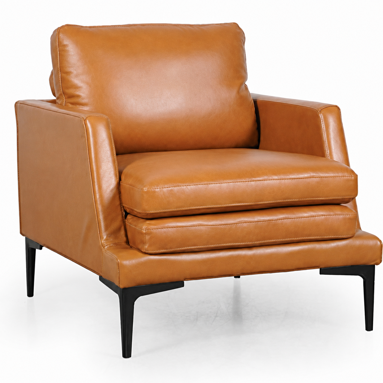 Contemporary Top-Grain Leather Accent Chair