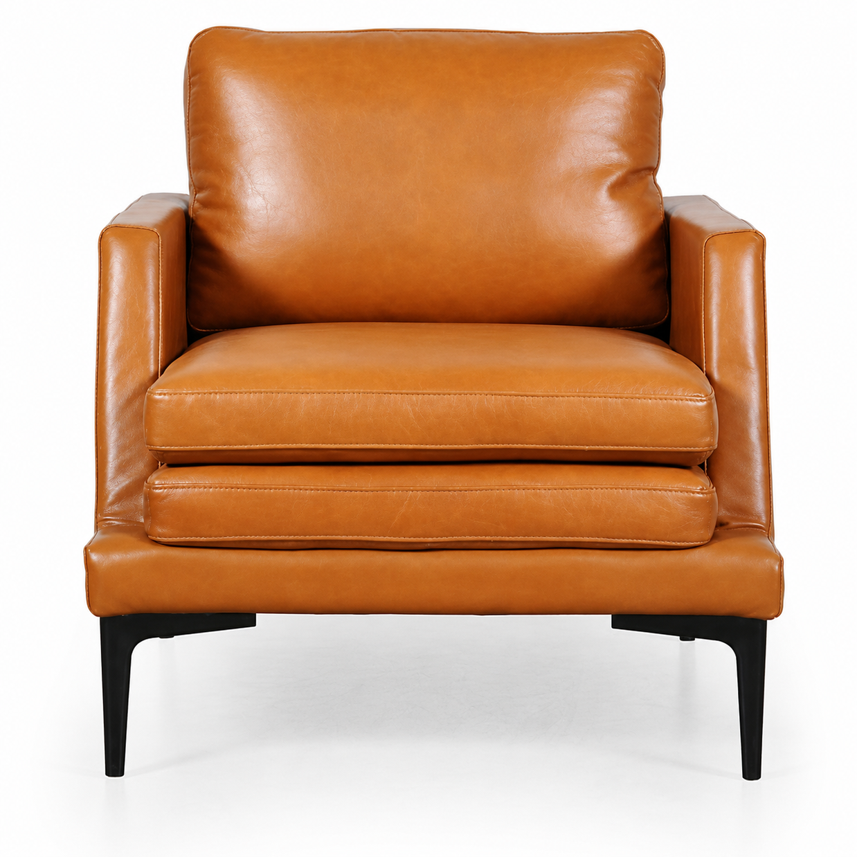 Contemporary Top-Grain Leather Accent Chair