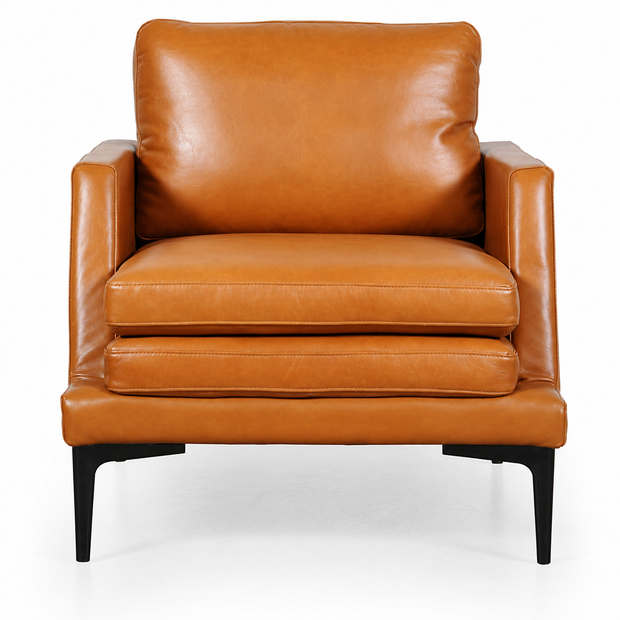 Contemporary Top-Grain Leather Accent Chair
