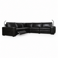 Contemporary Black Italian Leather Sectional