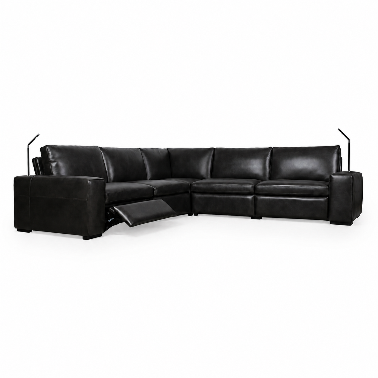 Contemporary Black Italian Leather Sectional