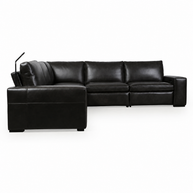 Contemporary Black Italian Leather Sectional