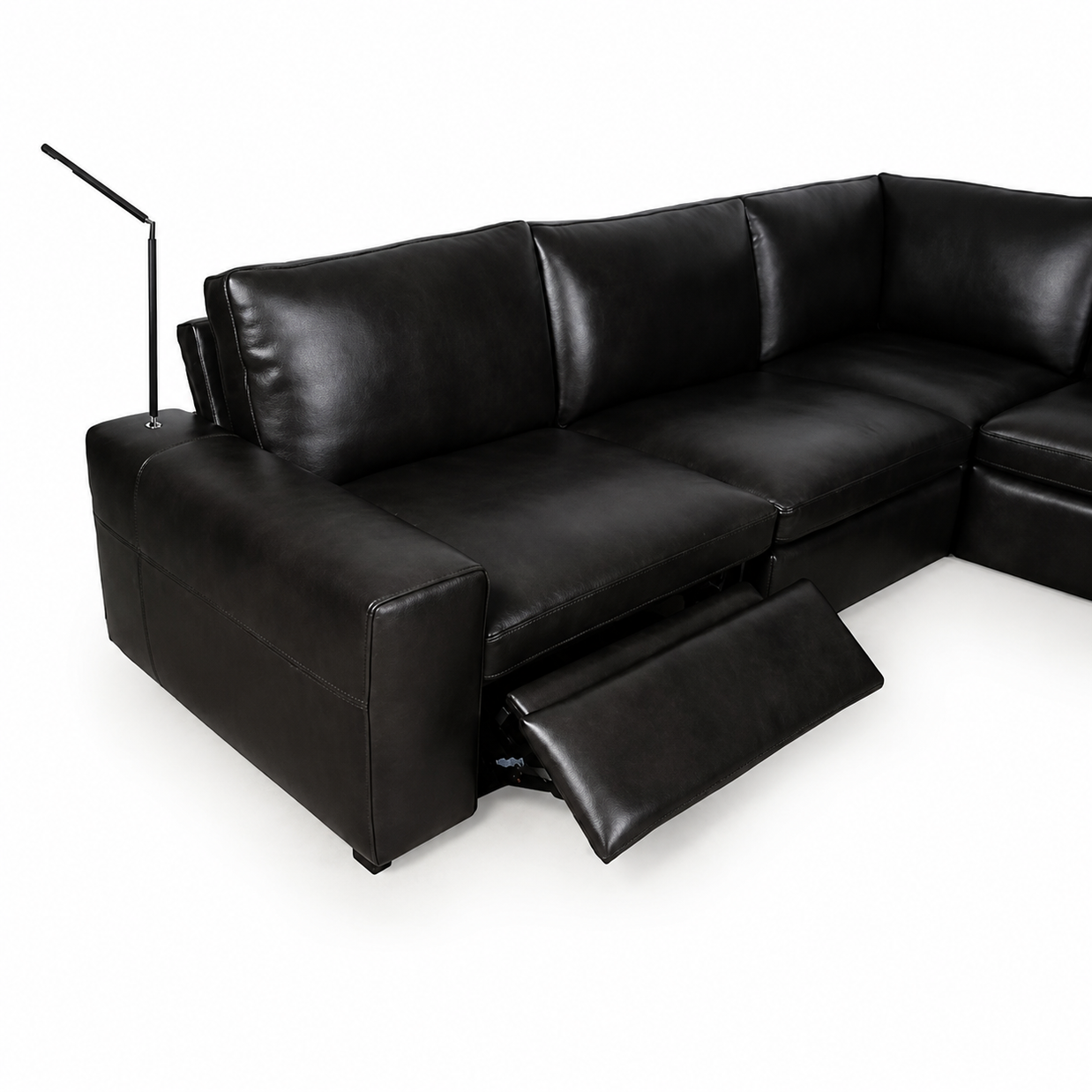 Contemporary Black Italian Leather Sectional