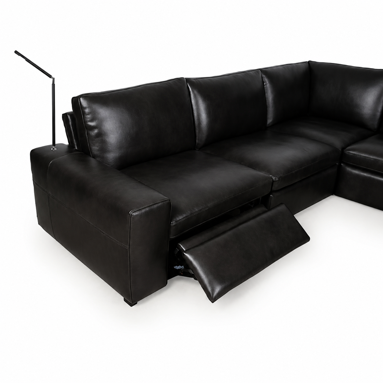 Contemporary Black Italian Leather Sectional