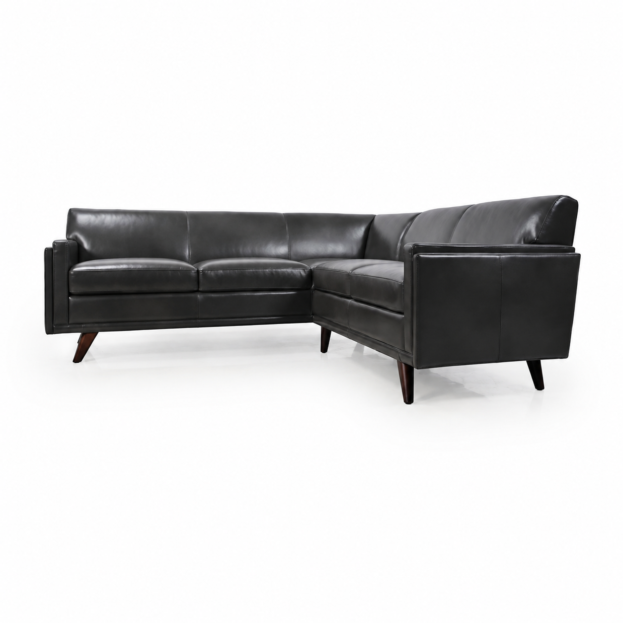 Charcoal Top-Grain Italian Leather Sectional