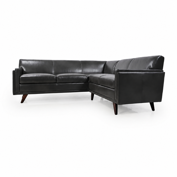 Charcoal Top-Grain Italian Leather Sectional