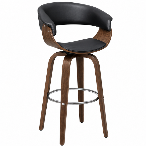 Faux Leather Mid-Century Inspired Swivel Bar Stool