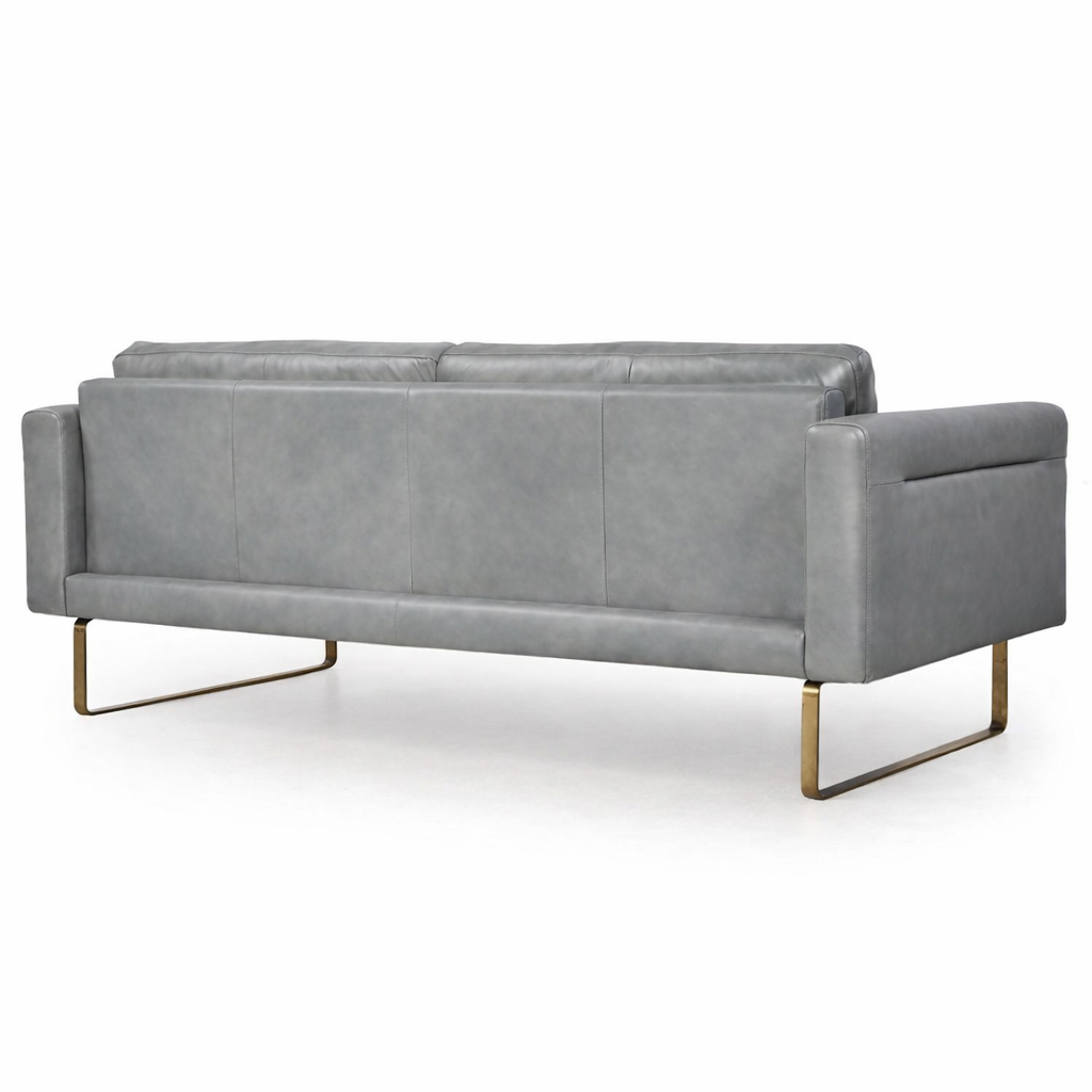 Modern Gray Italian Top-Grain Leather Sofa
