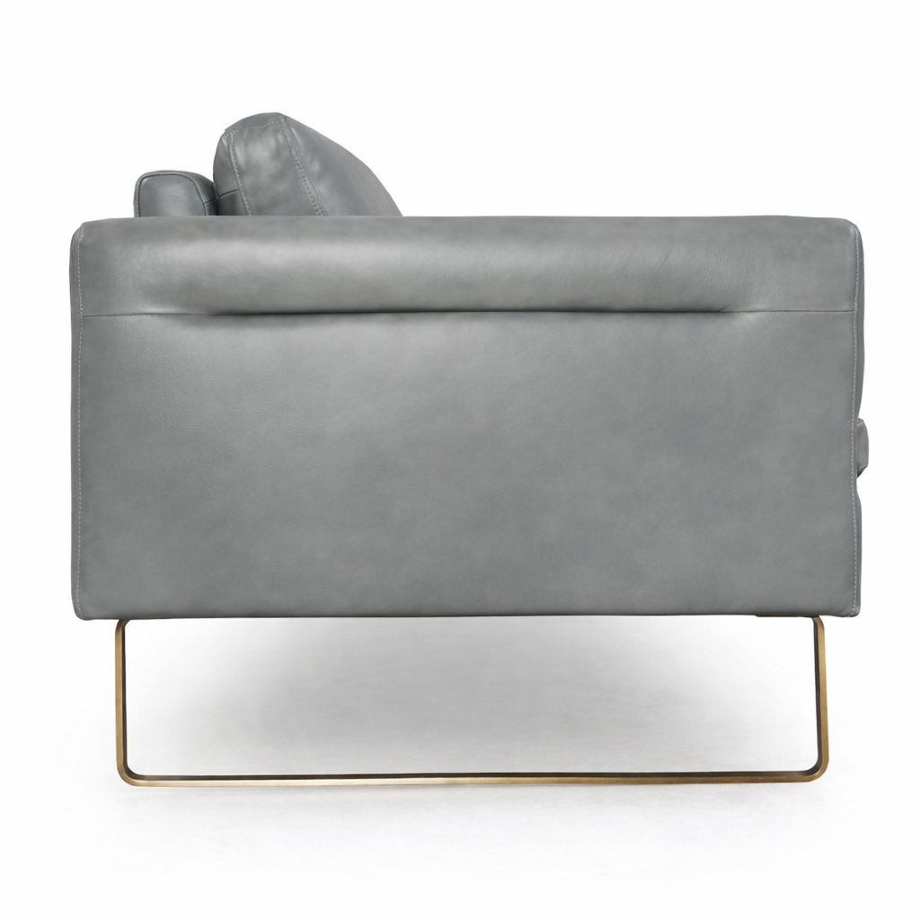 Modern Gray Italian Top-Grain Leather Sofa