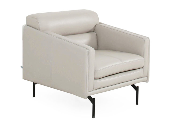 Top Grain Italian Leather Light Gray Chair