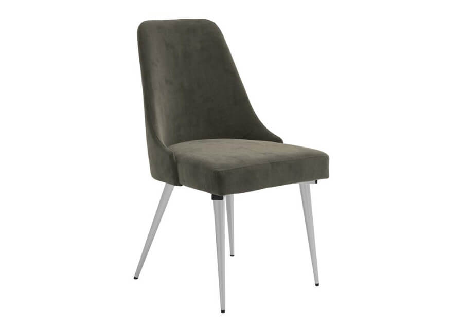 Glam Chrome & Gray Velvet 7 PC Dining Set
