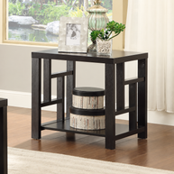 Geometric Wood End Table with Open Shelf