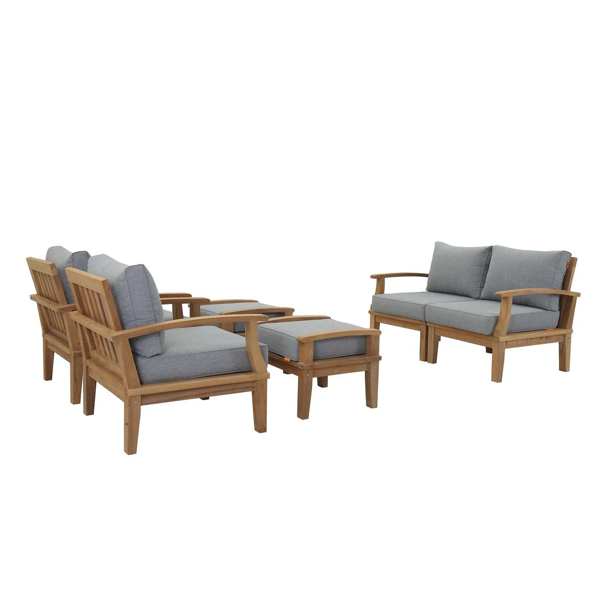 6-Piece Solid Teak Outdoor Patio Conversation Set