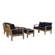 6-Piece Solid Teak Outdoor Patio Conversation Set