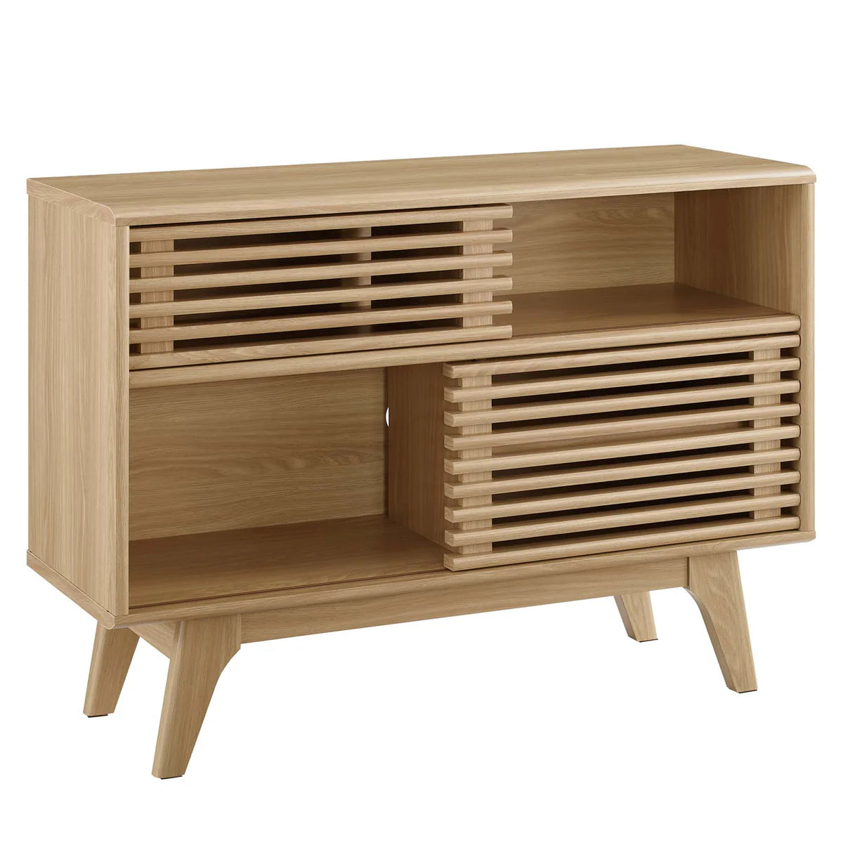 Mid-Century Modern Slatted Accent Cabinet
