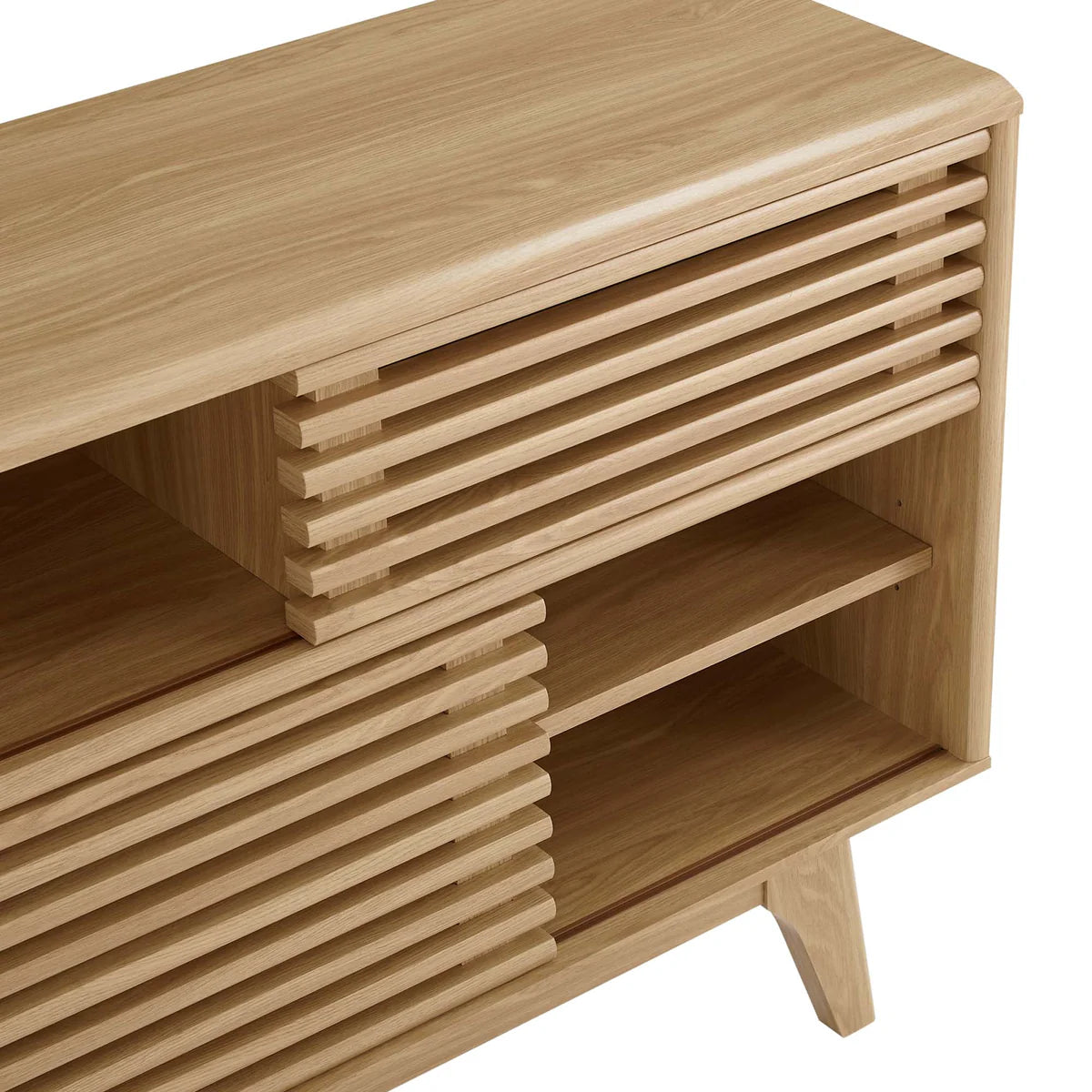 Mid-Century Modern Slatted Accent Cabinet