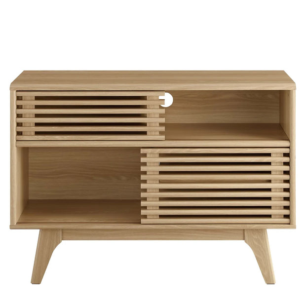 Mid-Century Modern Slatted Accent Cabinet