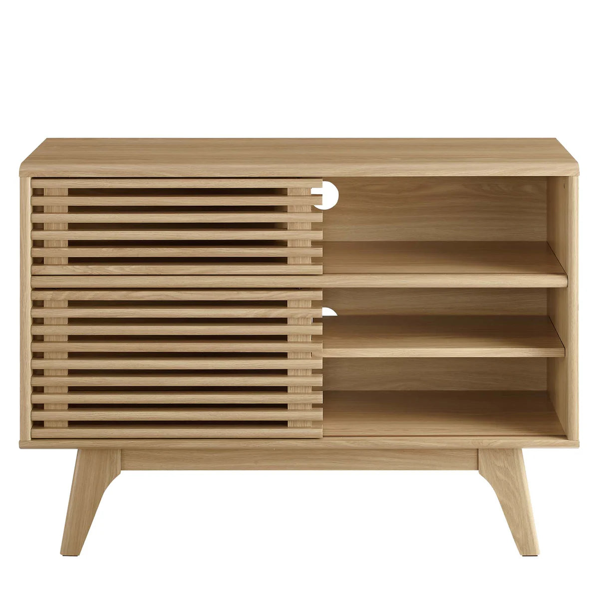 Mid-Century Modern Slatted Accent Cabinet