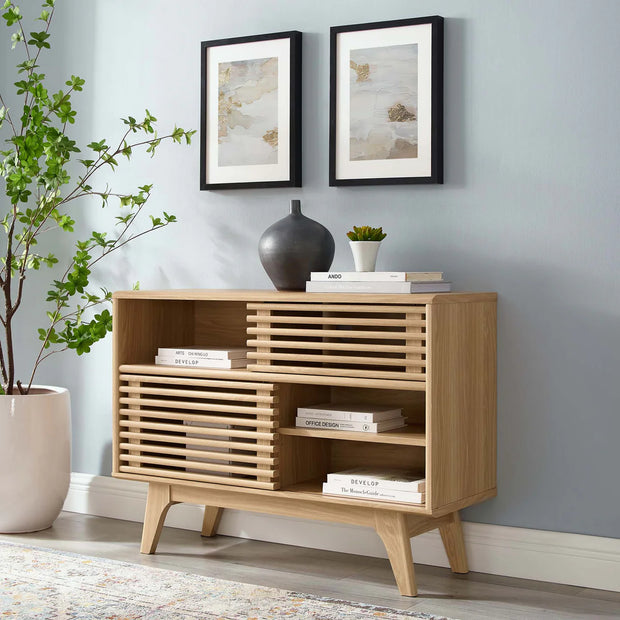 Mid-Century Modern Slatted Accent Cabinet
