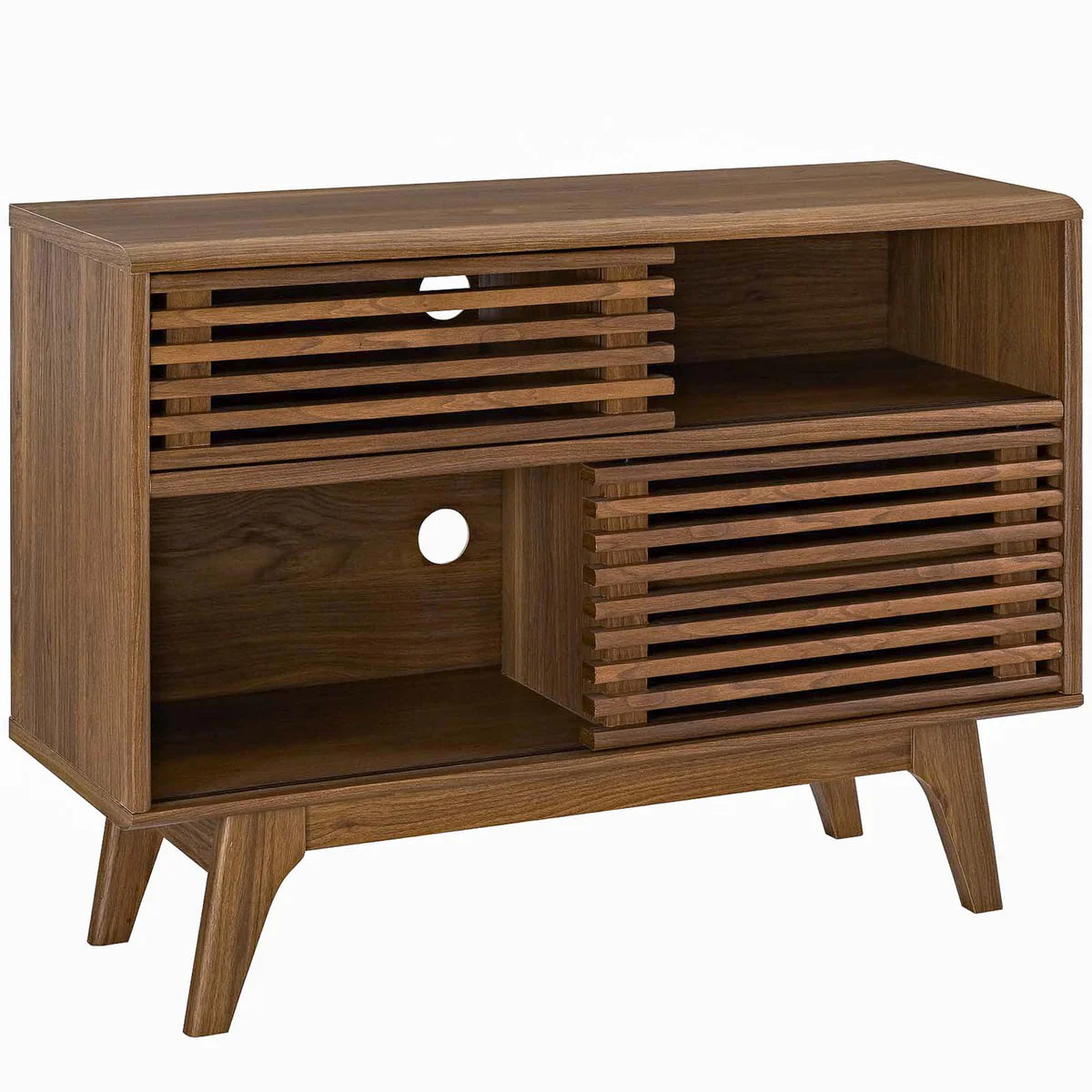Mid-Century Modern Slatted Accent Cabinet