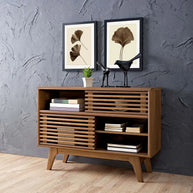 Mid-Century Modern Slatted Accent Cabinet