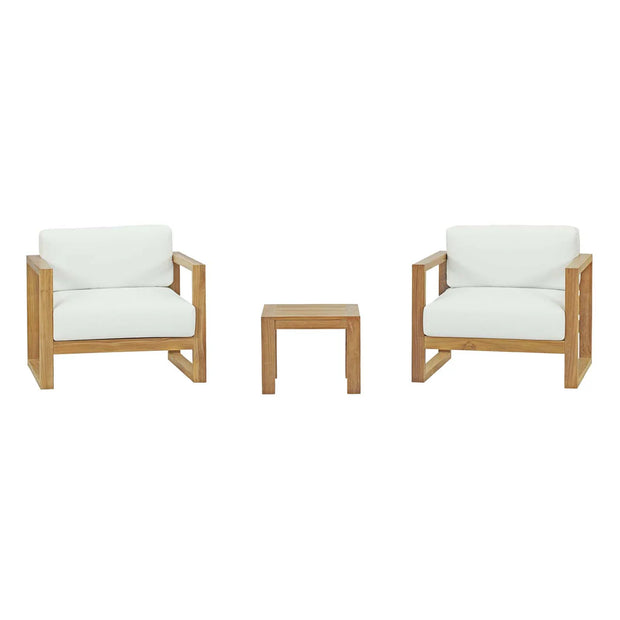 3 Piece Outdoor Patio Teak Chair Set