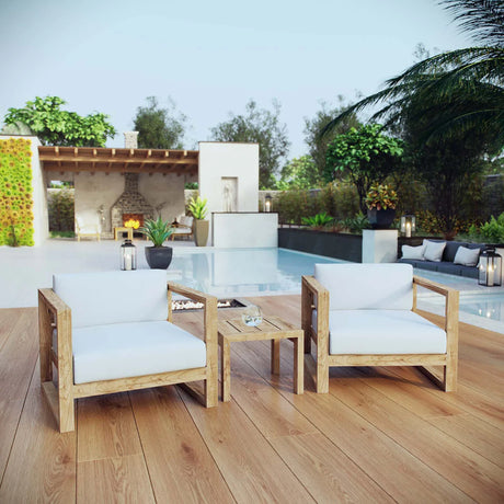 3 Piece Outdoor Patio Teak Chair Set