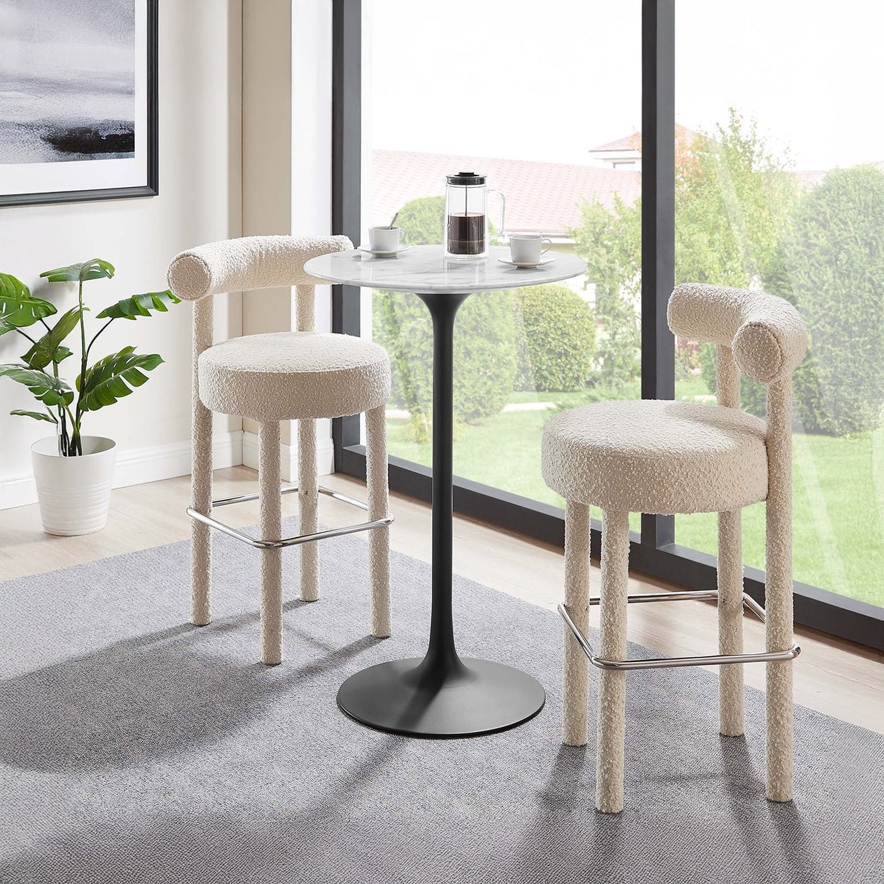 Round Faux Marble Bar Table