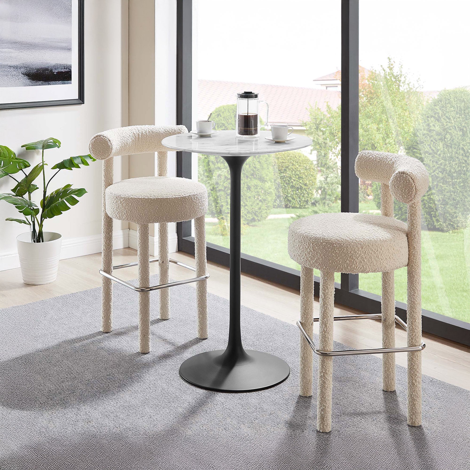 Round Faux Marble Bar Table