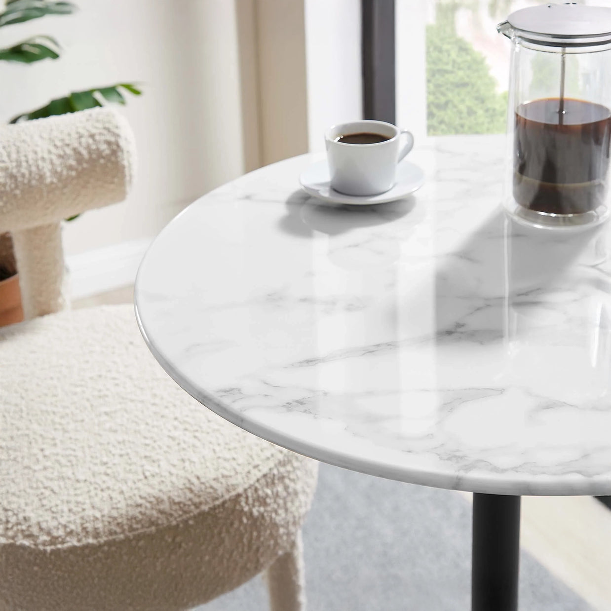 Round Faux Marble Bar Table