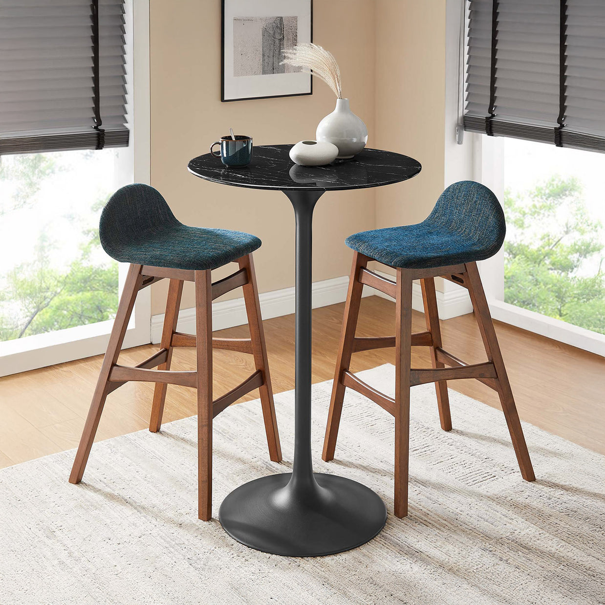 Round Faux Marble Bar Table